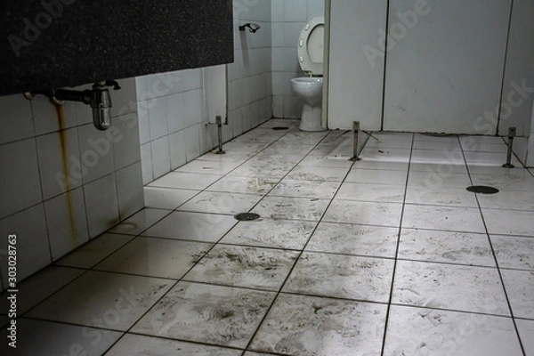 Obraz Dirty toilet in public building by human walk.