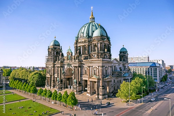 Obraz Widok z lotu ptaka na katedrę w Berlinie (Berliner Dom) w Berlinie, Niemcy