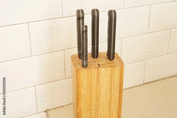 Obraz Pack of knifes on wood knife holder