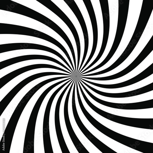 Obraz Black stripes in spiral form. Op art. Monochrome background. Design element for prints, web pages, template and textile pattern
