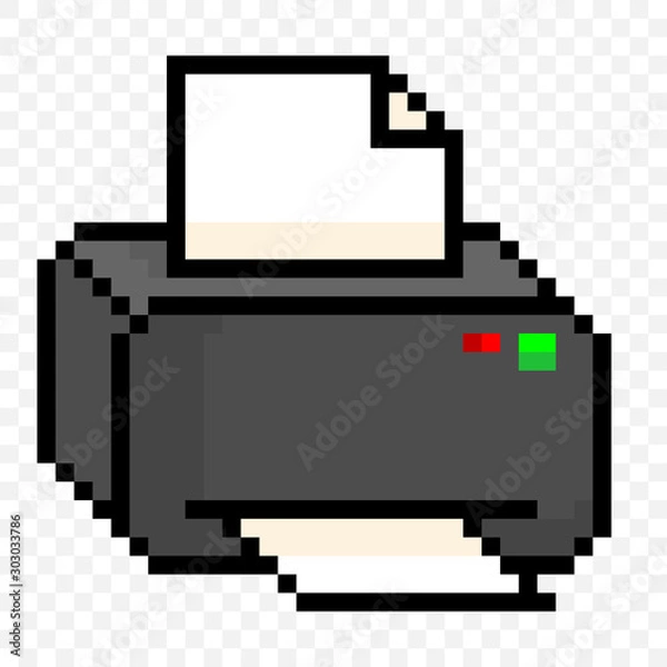 Obraz Printer pixel flat vector illustration icon