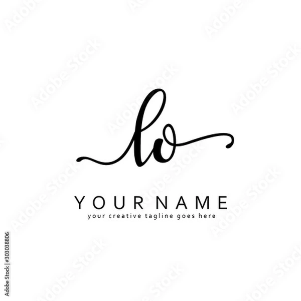 Fototapeta Handwriting L O LO initial logo template vector