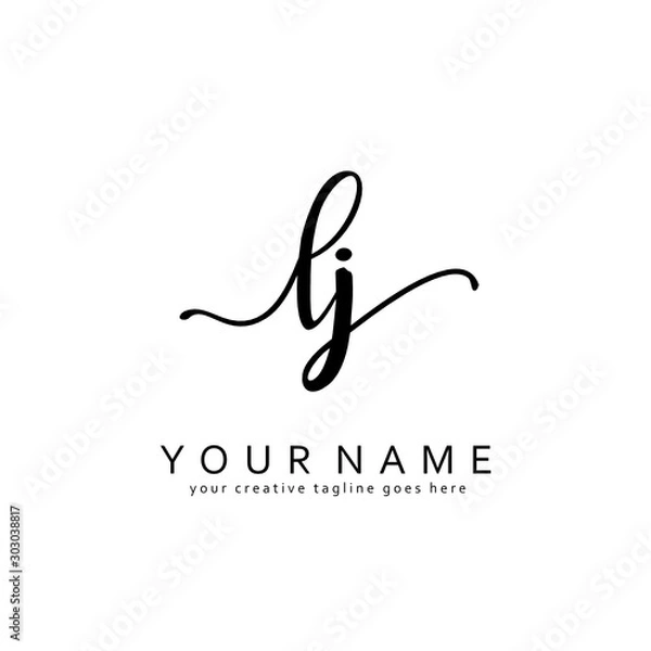 Fototapeta Handwriting L J LJ initial logo template vector