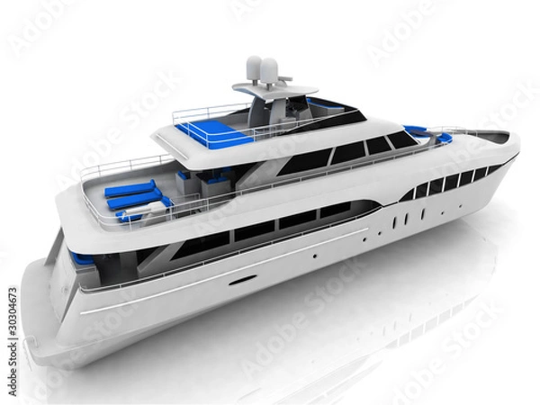 Obraz White pleasure yacht isolated on a white background