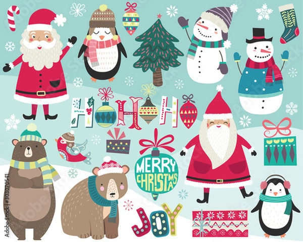 Obraz Cute Christmas Digital Art Collections Set