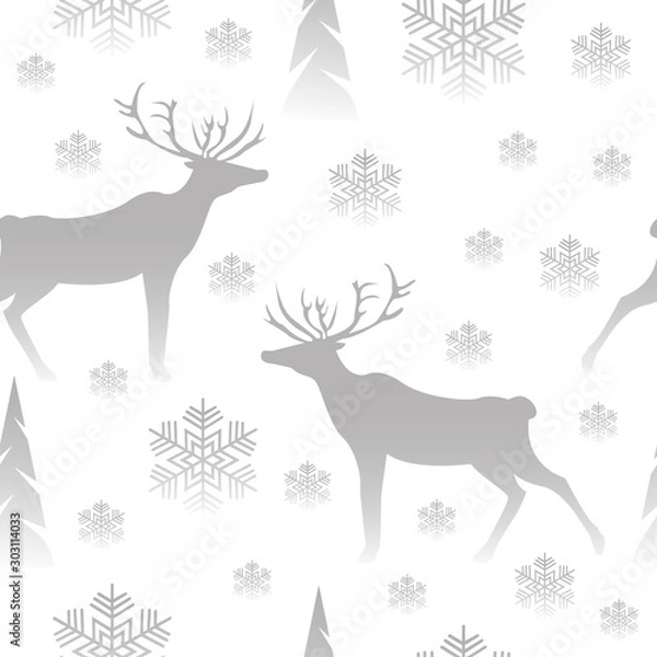 Fototapeta Vector winter pattern with nordic deers