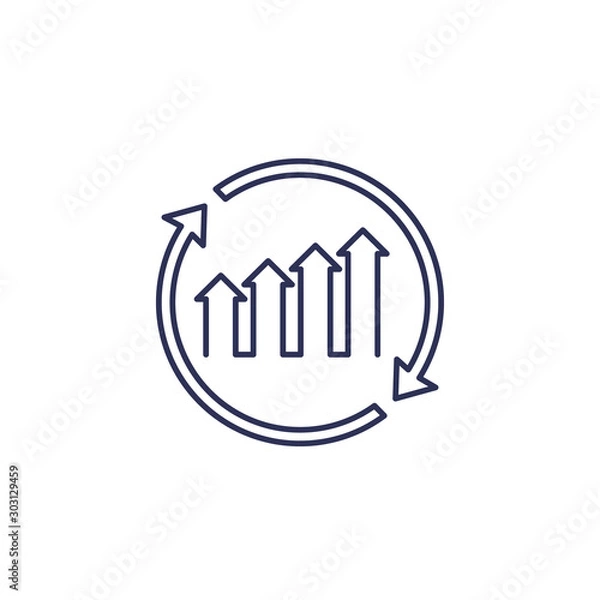 Fototapeta continuous growth icon, line vector on white