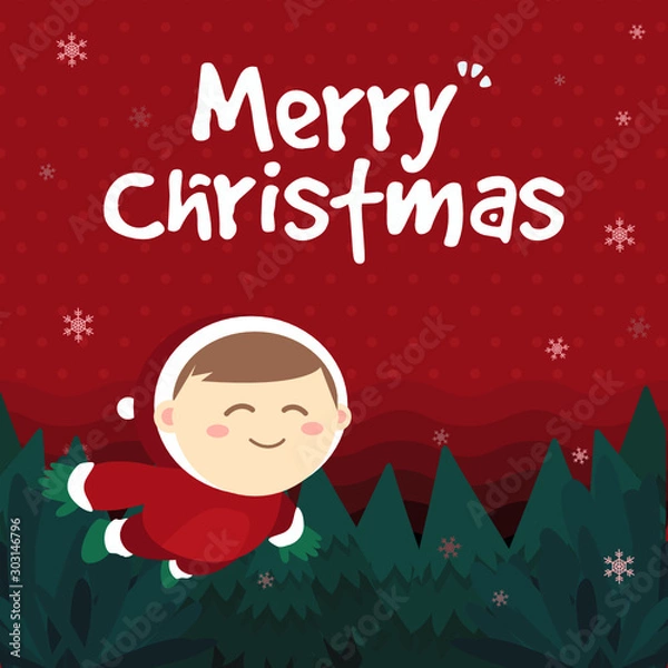 Obraz Merry Christmas Square Background Template
