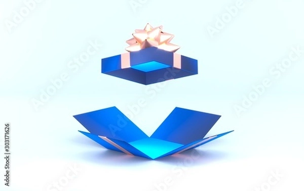 Fototapeta Christmas and New Year's Day, Open gift box isolated on white background. 3d rendering.