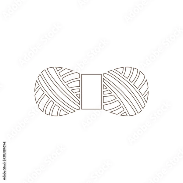 Fototapeta Isolated outline skein of yarn or threads. Wool and knitting symbol