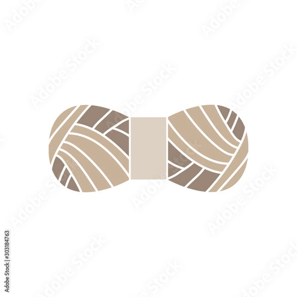 Fototapeta Isolated vector scein of wool threads or yarn. Logo, icon for knitting
