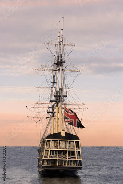 Obraz british flag union jack on sailing ship