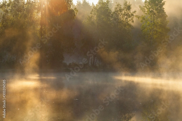 Fototapeta >Fog on a lake in the oslo region, Norway