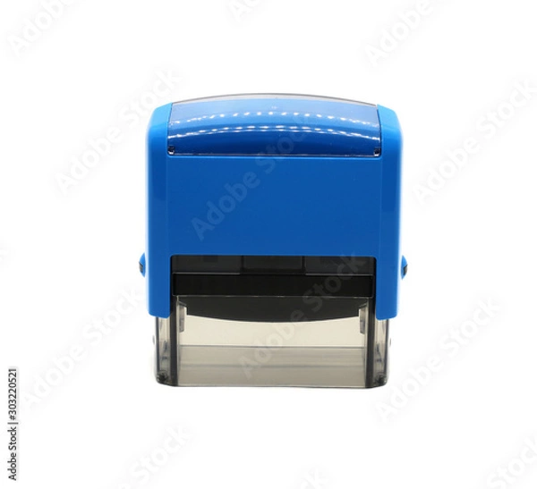 Obraz blue rubber stamp isolated on white background