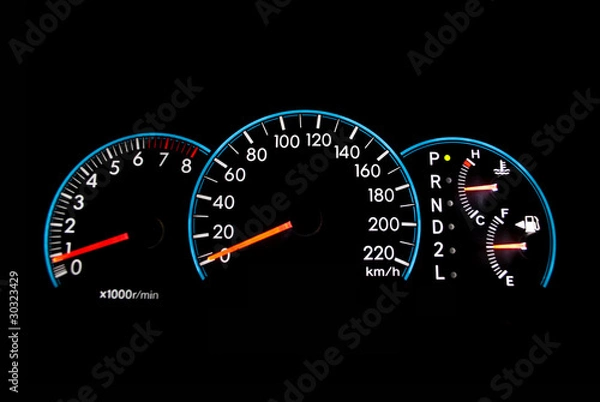 Obraz Speedometer isolate on the black.