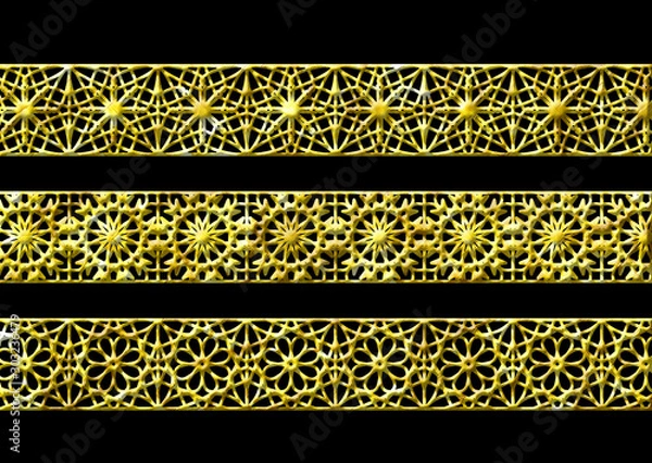 Fototapeta 3d golden geometric border