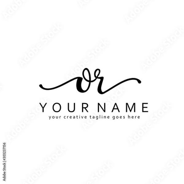 Fototapeta Handwriting O R OR initial logo template vector