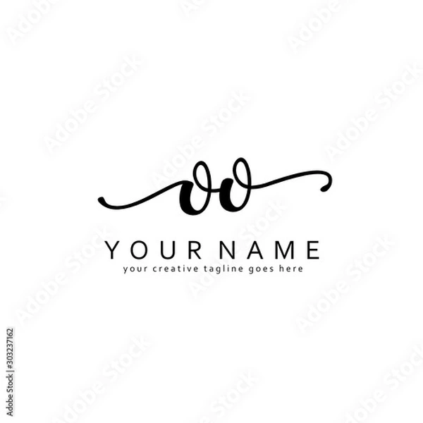 Fototapeta Handwriting O OO initial logo template vector