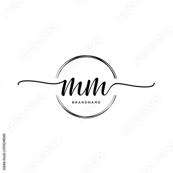 Fototapeta MM Initial handwriting logo with circle template vector.