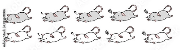 Obraz 倒れたねずみのイラストセット