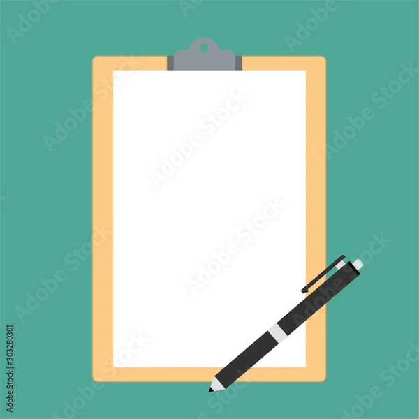 Fototapeta Hand filling checklist on To Do List. Form illustration with paper work document. Vector Modern flat design concept for web banners, web sites, printed materials, infographics.