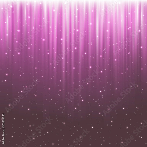 Fototapeta Neon pink template. Snowy shining background. Vector glowing background.
