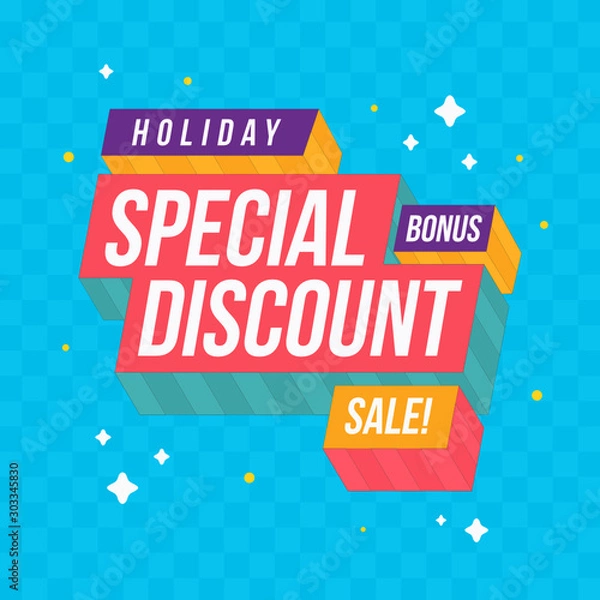 Obraz Holiday Special Discount for Business Blue Template - Vector