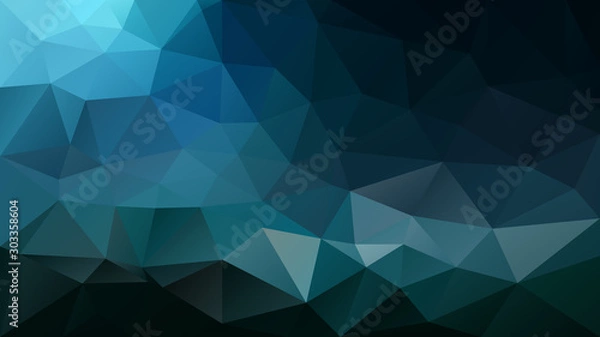 Obraz vector abstract irregular polygon background - triangle low poly pattern - color black teal ocean blue