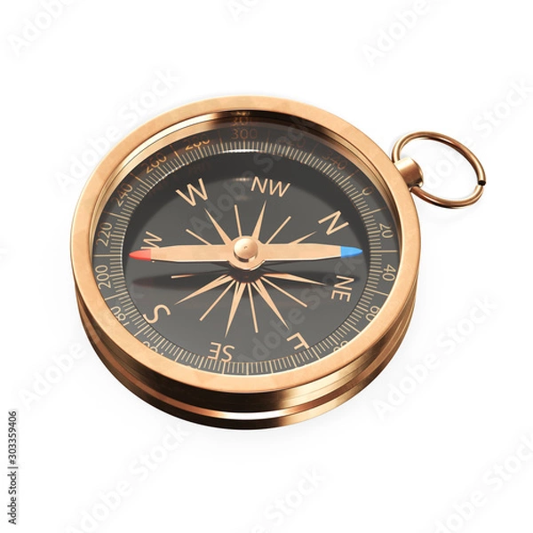 Obraz Black gold compass isolated