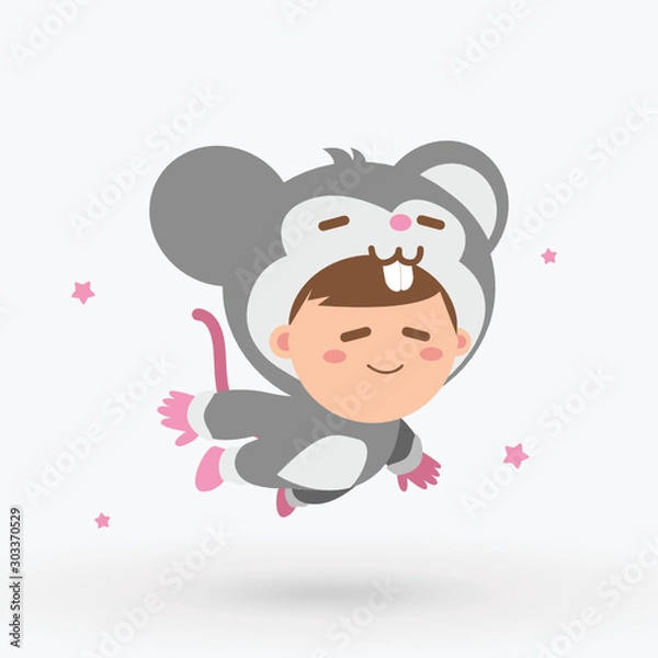 Obraz Cute Baby Rat Character Vector - Fly
