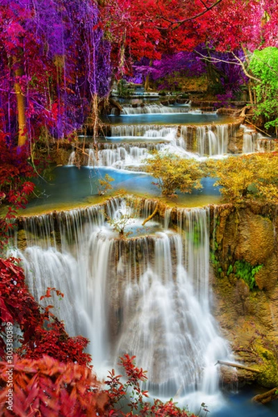Fototapeta Beautiful waterfall in deep forest
