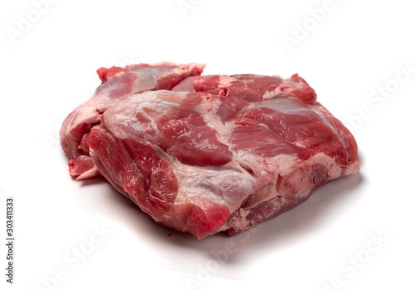 Obraz Fresh raw beef steak isolated on white background