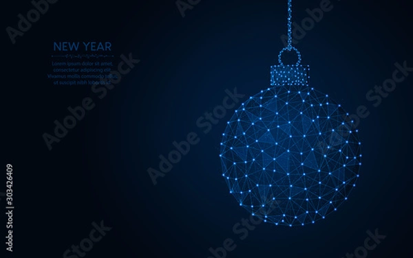 Obraz Christmas ball polygonal vector illustration	
