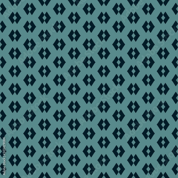 Fototapeta Vector geometric seamless pattern. Black and teal texture with small rhombuses