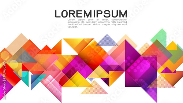 Obraz Streszczenie kolorowy gradient mieszane geometryczne paski szablon i nowoczesne nakładanie się na środkowej pozycji z miejscem na tekst. Ilustracji wektorowych