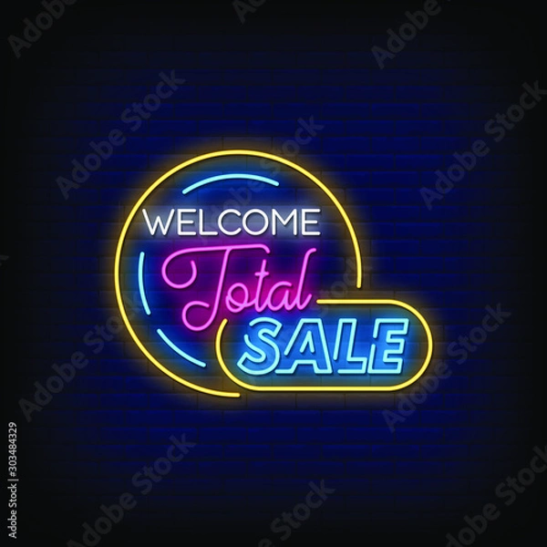 Fototapeta Total Sale Neon Signs Style text vector