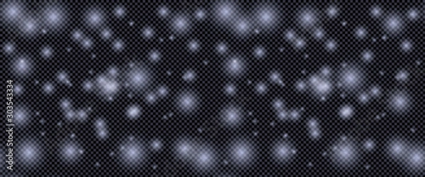 Obraz Vector Seamless Pattern, Snow Falling, Shining in the Dark Night Snowfall, Background Template.
