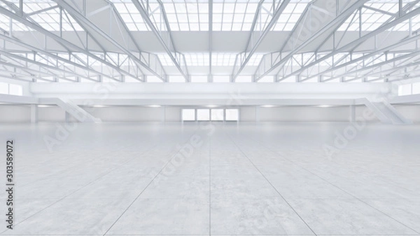 Fototapeta 3D render of empty exhibition space. backdrop for exhibitions and events. Tile floor. Marketing mock up.