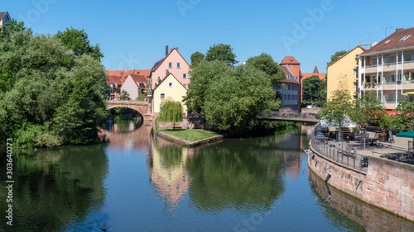 Obraz pegnitz river view cityscape, germany, nuremberg