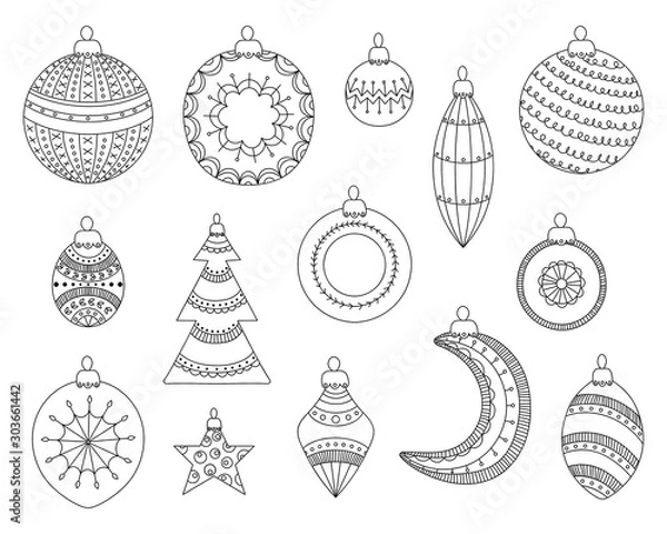 Obraz Christmas baubles. Christmas tree decorations set.