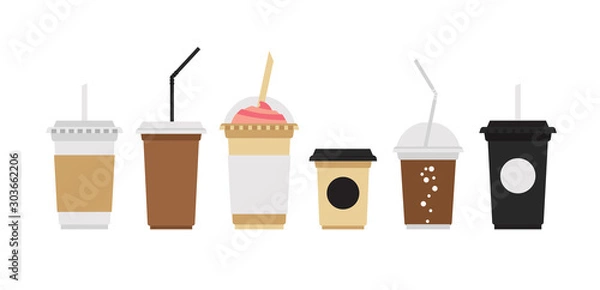 Obraz Vector coffee Cups set. Disposable coffee cup to go.