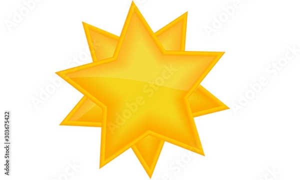 Fototapeta yellow golden colored 3d star button with gold rim, bullet Point, Aufzählungszeichen, Stern Button