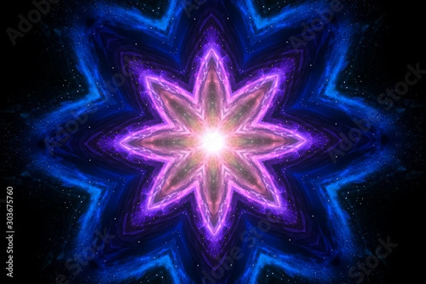 Fototapeta Ornamental vintage mosaic art flower. Abstract esoteric cosmic mandala. The budding lotus flower.