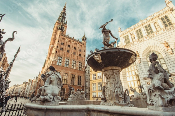 Fototapeta architektura gdańsk, stare miasto w europie