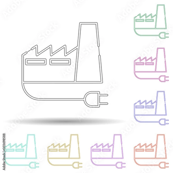 Fototapeta Factory multi color icon. Simple thin line, outline vector of sustainable energy icons for ui and ux, website or mobile application