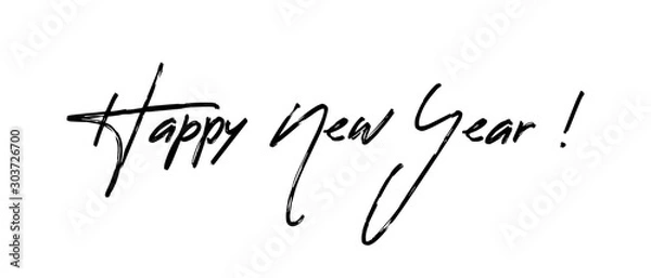 Fototapeta Happy new year calligraphic text for greeting card. Vector holiday design.