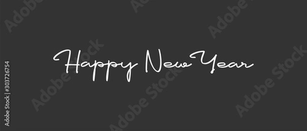 Fototapeta Happy new year calligraphic text for greeting card. Vector holiday design.
