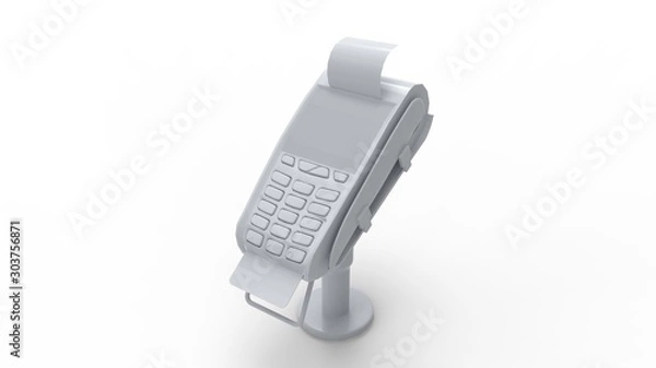 Obraz 3d rendering of a pos device isolated in colored studio background
