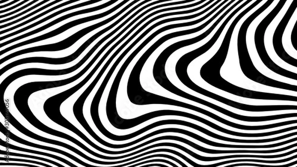 Obraz Vector - black and white curve wave line abstract illusion