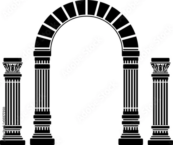 Obraz fantasy arch and columns. stencil. first variant